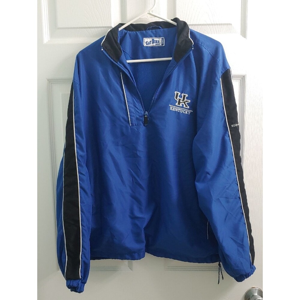 Vintage UK Pullover Men's L Blue Kentucky Embroidered Quarter Zip